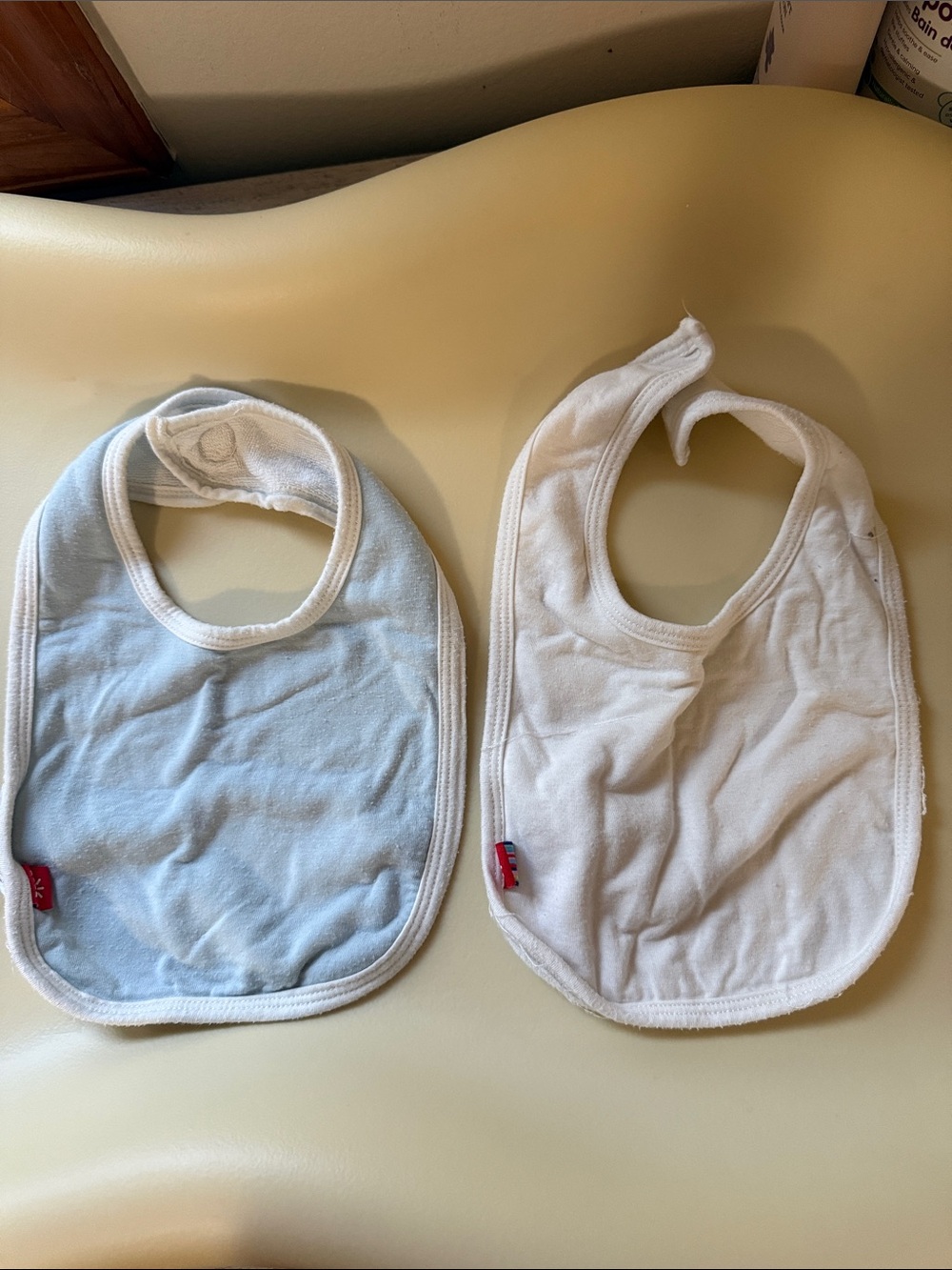Magnetic Me Baby Bibs - Light Blue and White Set